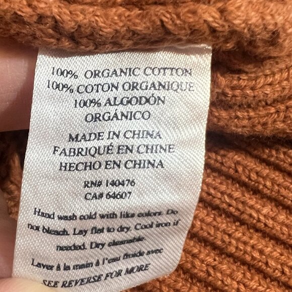 Faherty Sunwashed Cable Knit Cardigan Sweater Medium Women Brown Cotton Organic - Picture 6 of 12